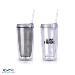 כוס שתייה מעוצבת עם קש